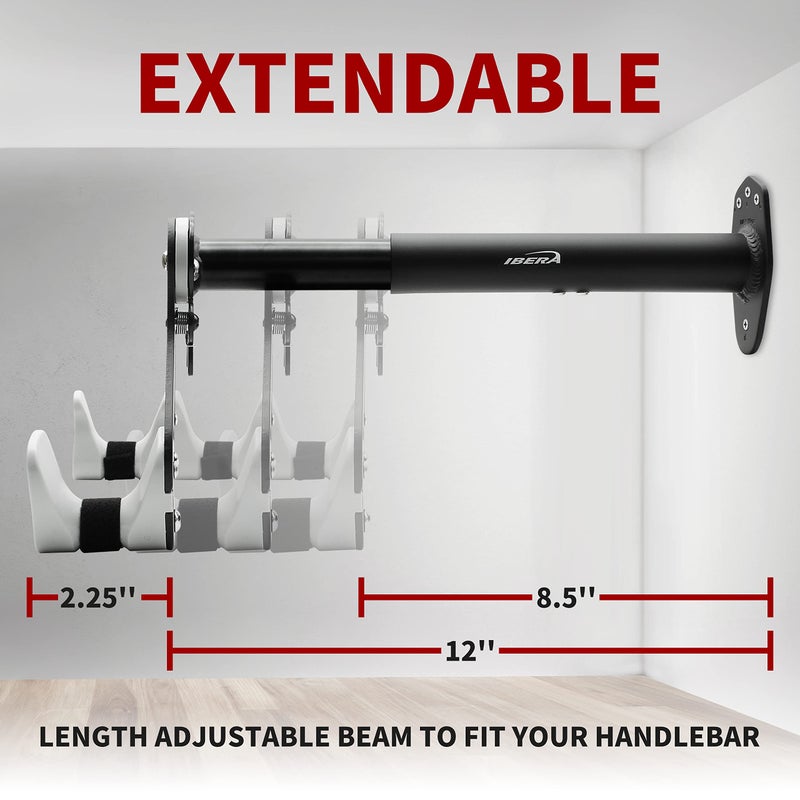 Ibera Horizontal Wall Mount Hanger, Indoor Bicycle Hook Holder Storage Rack for Home or Garage, 45 Degree Adjustable Angle to Keep Bike Level - Image 3